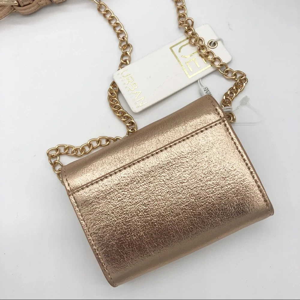 URBAN EXPRESSIONS NWT Gift Vegan Leather Rose Gold Mini Accordion Wallet Bag